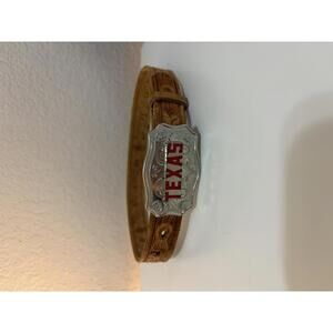 Child's Leather Belt Texas Buckle Size 22 Tooled Leather